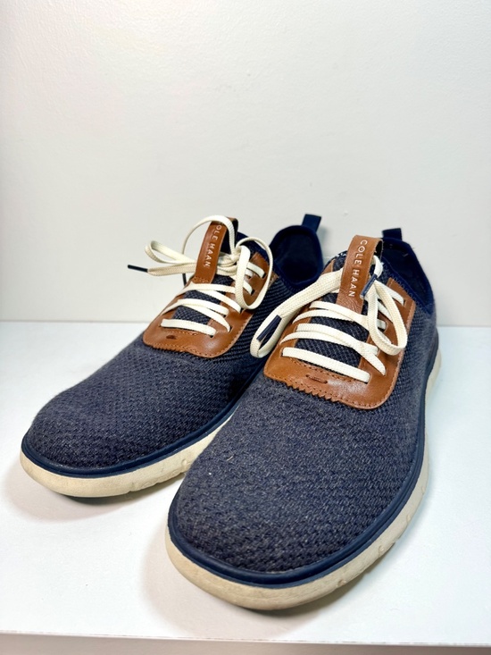 Cole Haan Blue Knit Tan Leather Zerogrand Stitchlite Lace Up Oxford | Size 12 main image 5